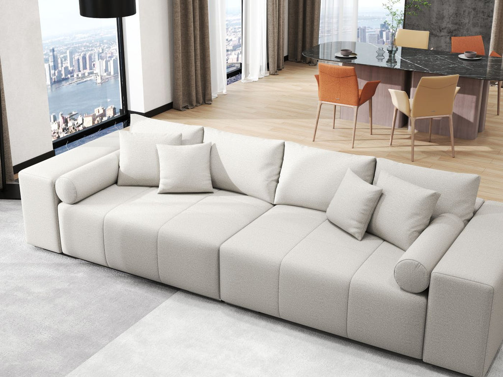 Canapea extensibilă dumonde cu ladă de depozitare si sezut confortabil din spuma high-density, Marbela Enjoy Beige XXL 295x100 cm