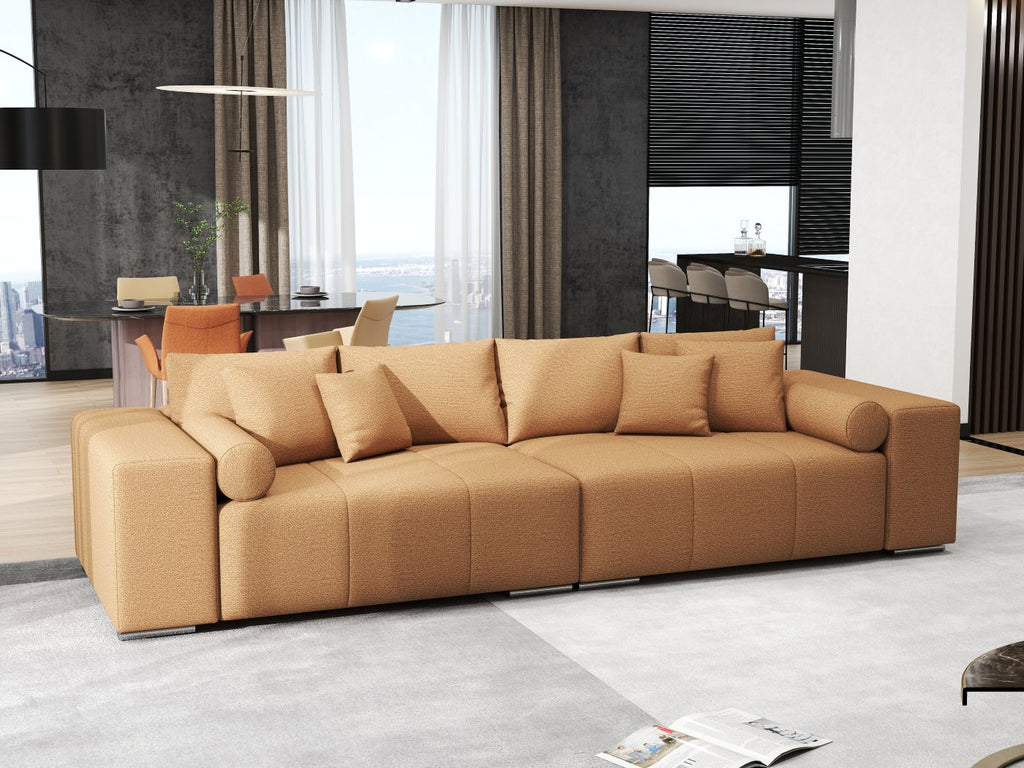 Canapea extensibilă dumonde cu ladă de depozitare si sezut confortabil din spuma high-density, Marbela Enjoy Mango XXL 295x100 cm