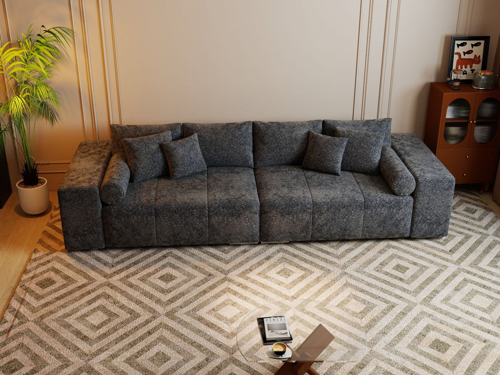 Canapea extensibilă dumonde cu ladă de depozitare si sezut confortabil din spuma high-density, Marbela Euphoria Black XXL 295x100 cm