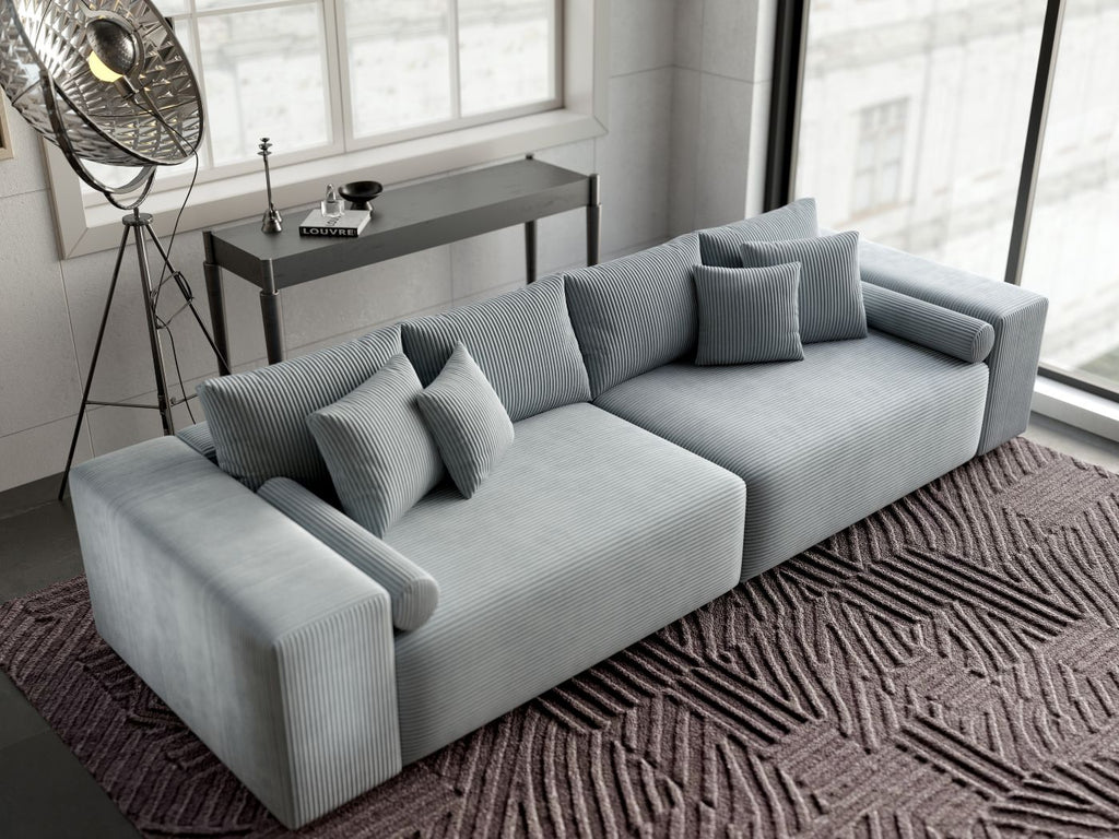 Canapea extensibilă dumonde cu ladă de depozitare si sezut confortabil din spuma high-density, Marbela Zoom Grey XXL 295x100 cm