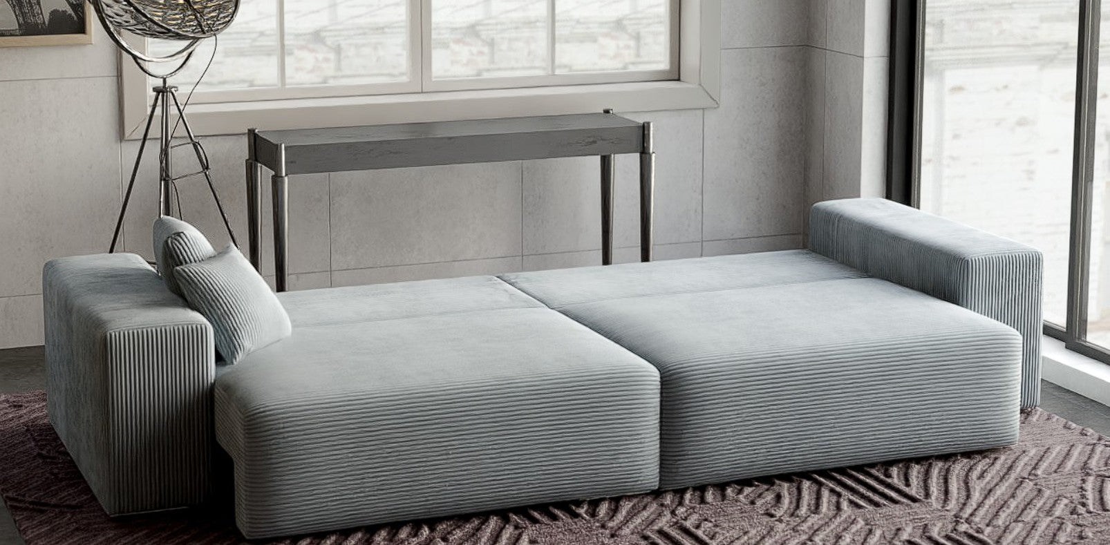 Canapea extensibilă dumonde cu ladă de depozitare si sezut confortabil din spuma high-density, Marbela Zoom Grey XXL 295x100 cm
