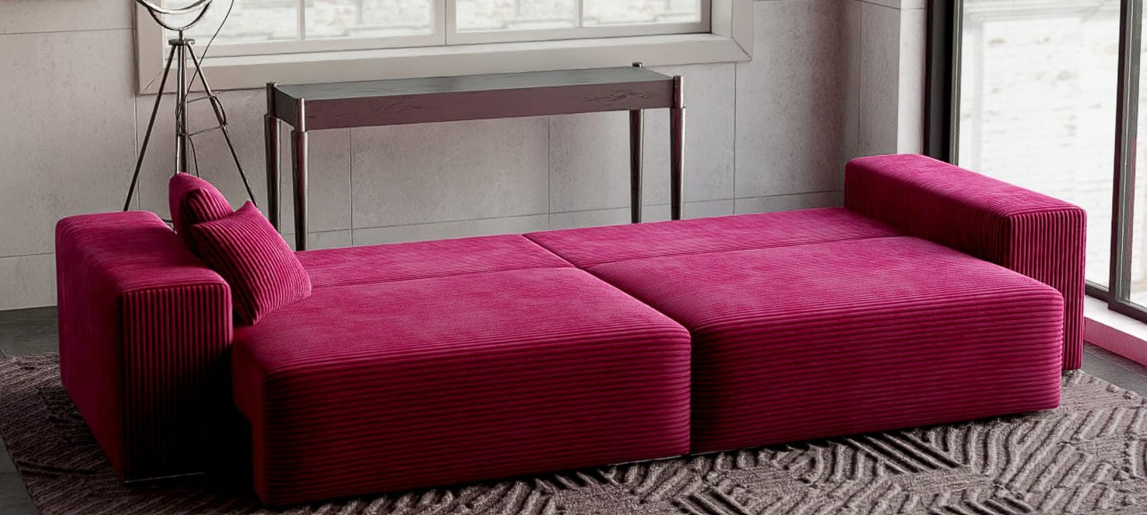 Canapea extensibilă dumonde cu ladă de depozitare si sezut confortabil din spuma high-density, Marbela Zoom Red XXL 295x100 cm