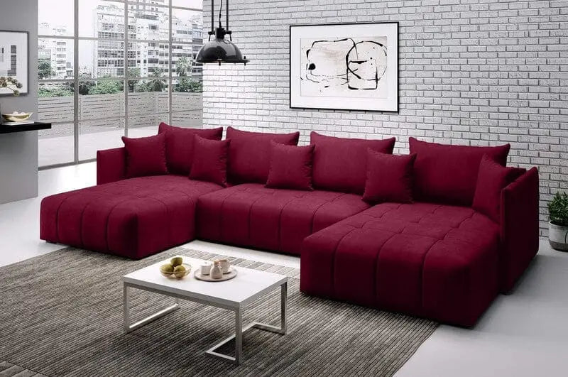 Colțar extensibil dumonde cu ladă de depozitare si sezut confortabil din spuma high-density, Malta U Enjoy Winery 340x185 cm