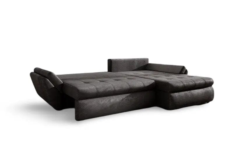 Colțar extensibil dumonde cu ladă de depozitare si sezut confortabil din spuma high-density, Loana Madagaskar Black II 270x185 cm