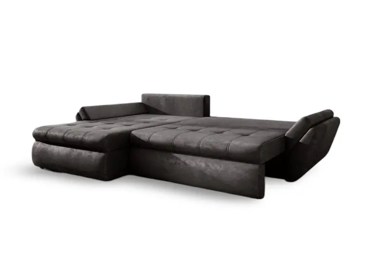 Colțar extensibil dumonde cu ladă de depozitare si sezut confortabil din spuma high-density, Loana Madagaskar Black 270x185 cm