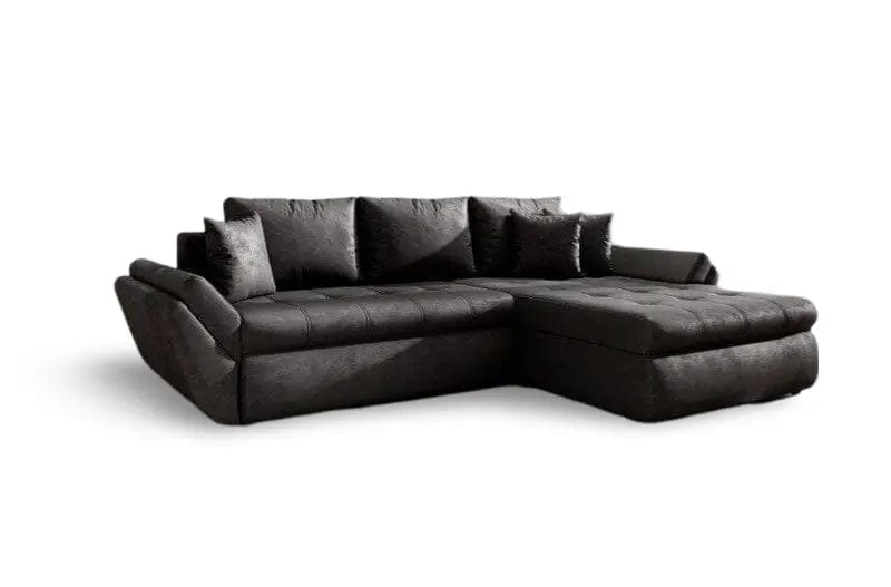 Colțar extensibil dumonde cu ladă de depozitare si sezut confortabil din spuma high-density, Loana Madagaskar Black II 270x185 cm