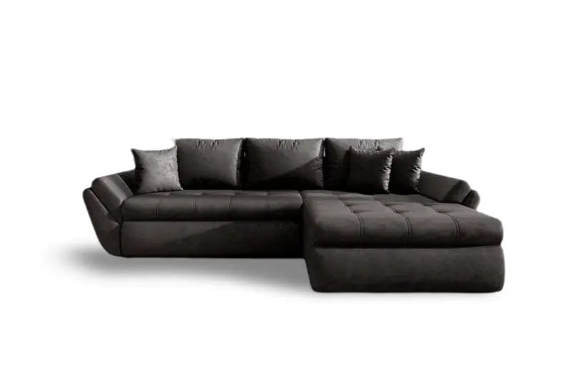 Colțar extensibil dumonde cu ladă de depozitare si sezut confortabil din spuma high-density, Loana Madagaskar Black II 270x185 cm