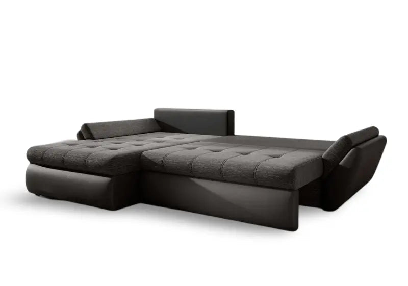 Colțar extensibil dumonde cu ladă de depozitare si sezut confortabil din spuma high-density, Loana Magma Black II 270x185 cm