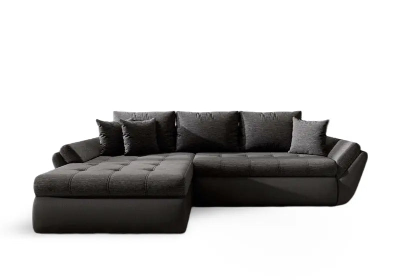 Colțar extensibil dumonde cu ladă de depozitare si sezut confortabil din spuma high-density, Loana Magma Black II 270x185 cm