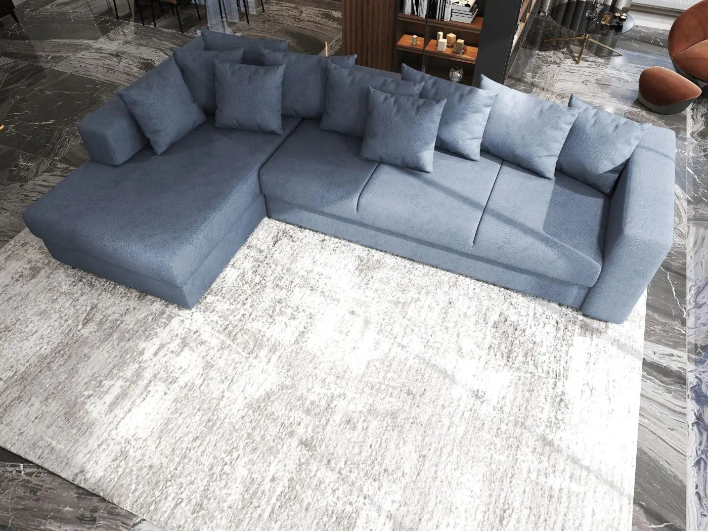 Colțar extensibil dumonde cu ladă de depozitare si sezut confortabil din spuma high-density, Gloria Enjoy Antracit 320x183 cm