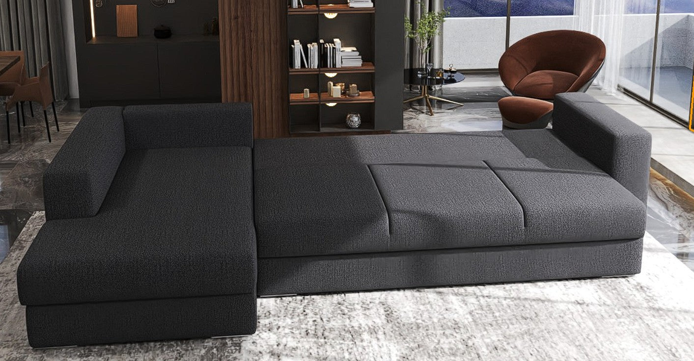 Colțar extensibil dumonde cu ladă de depozitare si sezut confortabil din spuma high-density, Gloria Enjoy Grafit II 320x183 cm