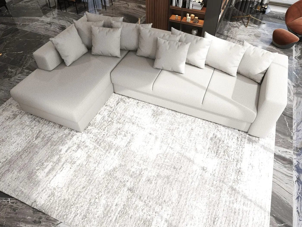 Colțar extensibil dumonde cu ladă de depozitare si sezut confortabil din spuma high-density, Gloria Enjoy Beige 320x183 cm