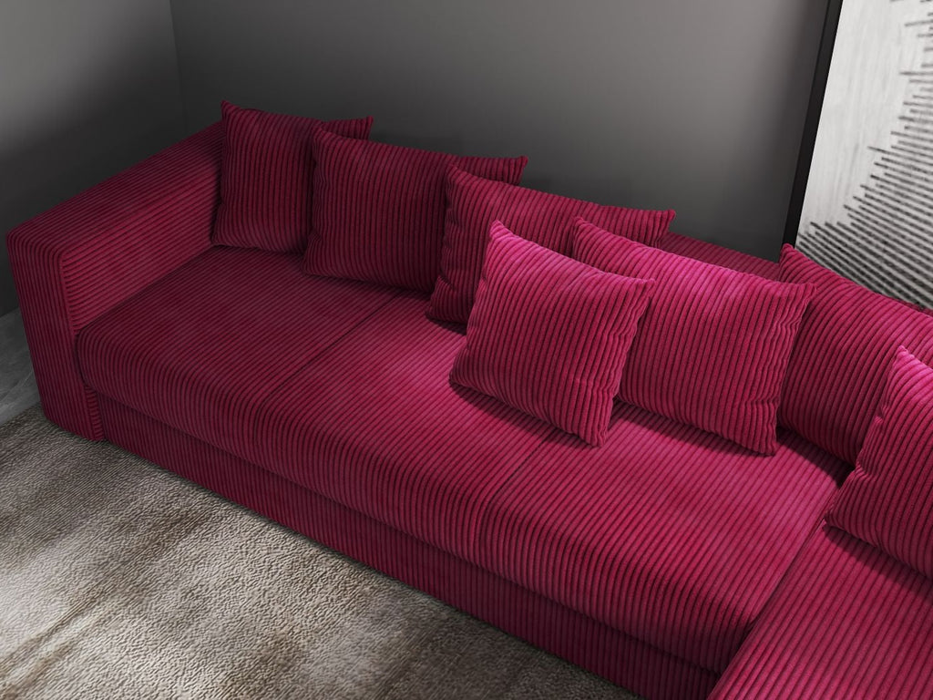 Colțar extensibil dumonde cu ladă de depozitare si sezut confortabil din spuma high-density, Gloria Zoom Red II 320x183 cm