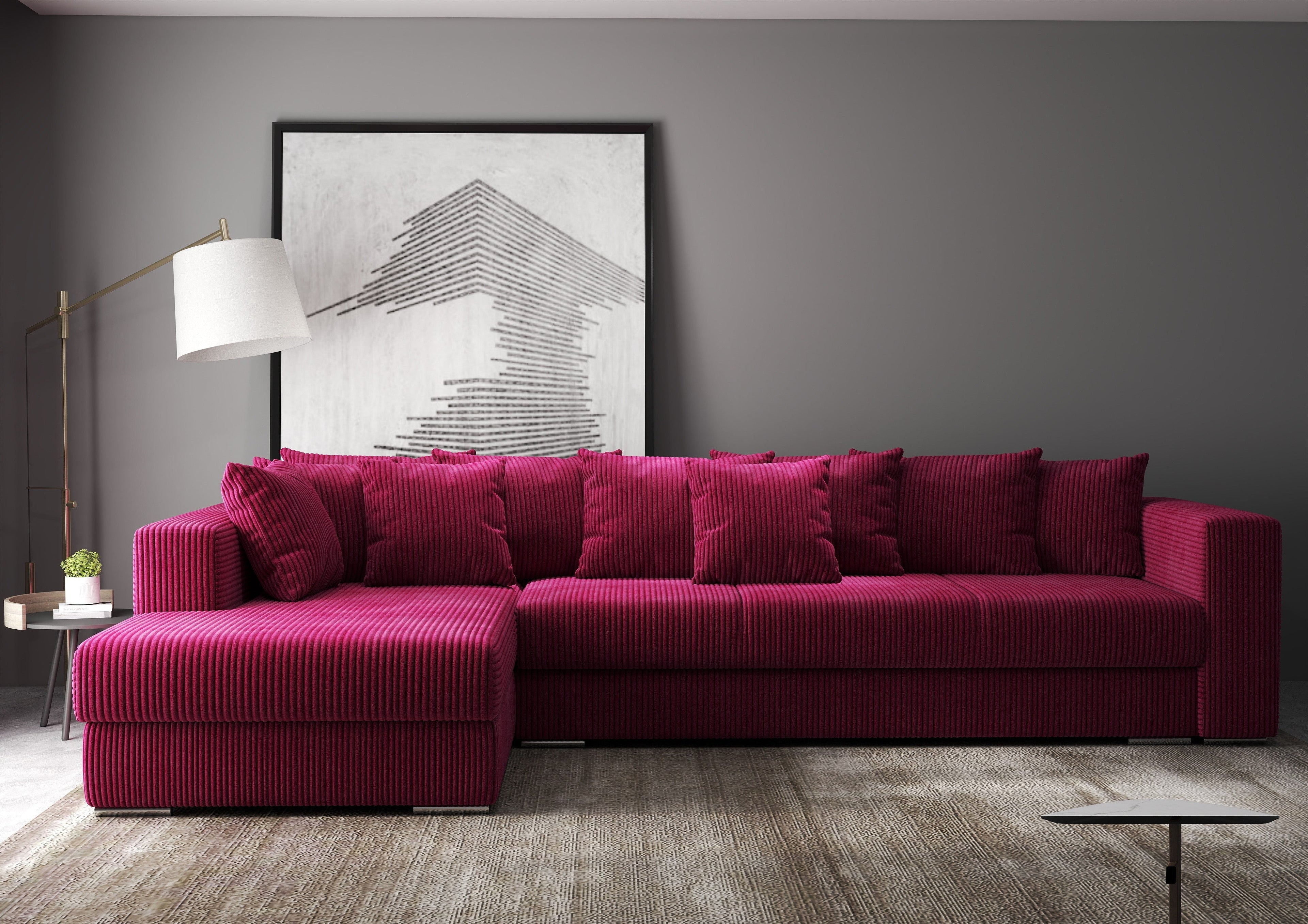 Colțar extensibil dumonde cu ladă de depozitare si sezut confortabil din spuma high-density, Gloria Zoom Red 320x183 cm