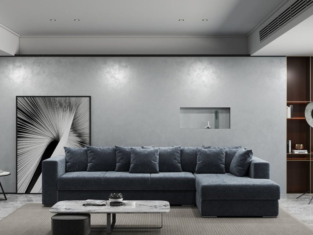 Colțar extensibil dumonde cu ladă de depozitare si sezut confortabil din spuma high-density, Gloria Euphoria Grafit II 320x183 cm
