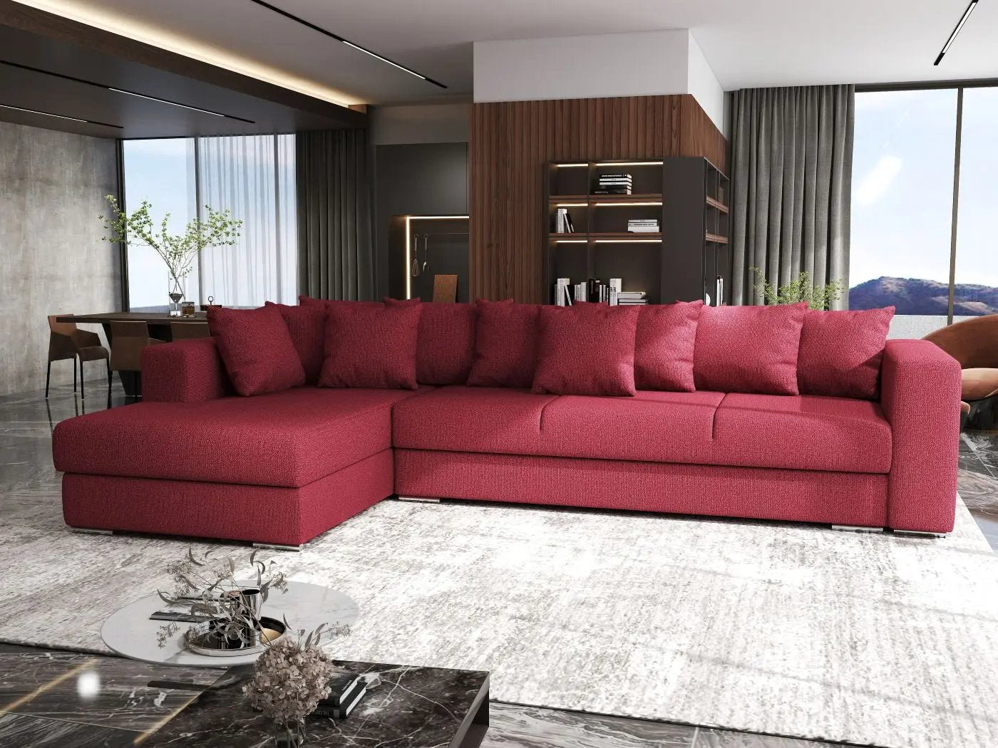 Colțar extensibil dumonde cu ladă de depozitare si sezut confortabil din spuma high-density, Gloria Enjoy Winery 320x183 cm