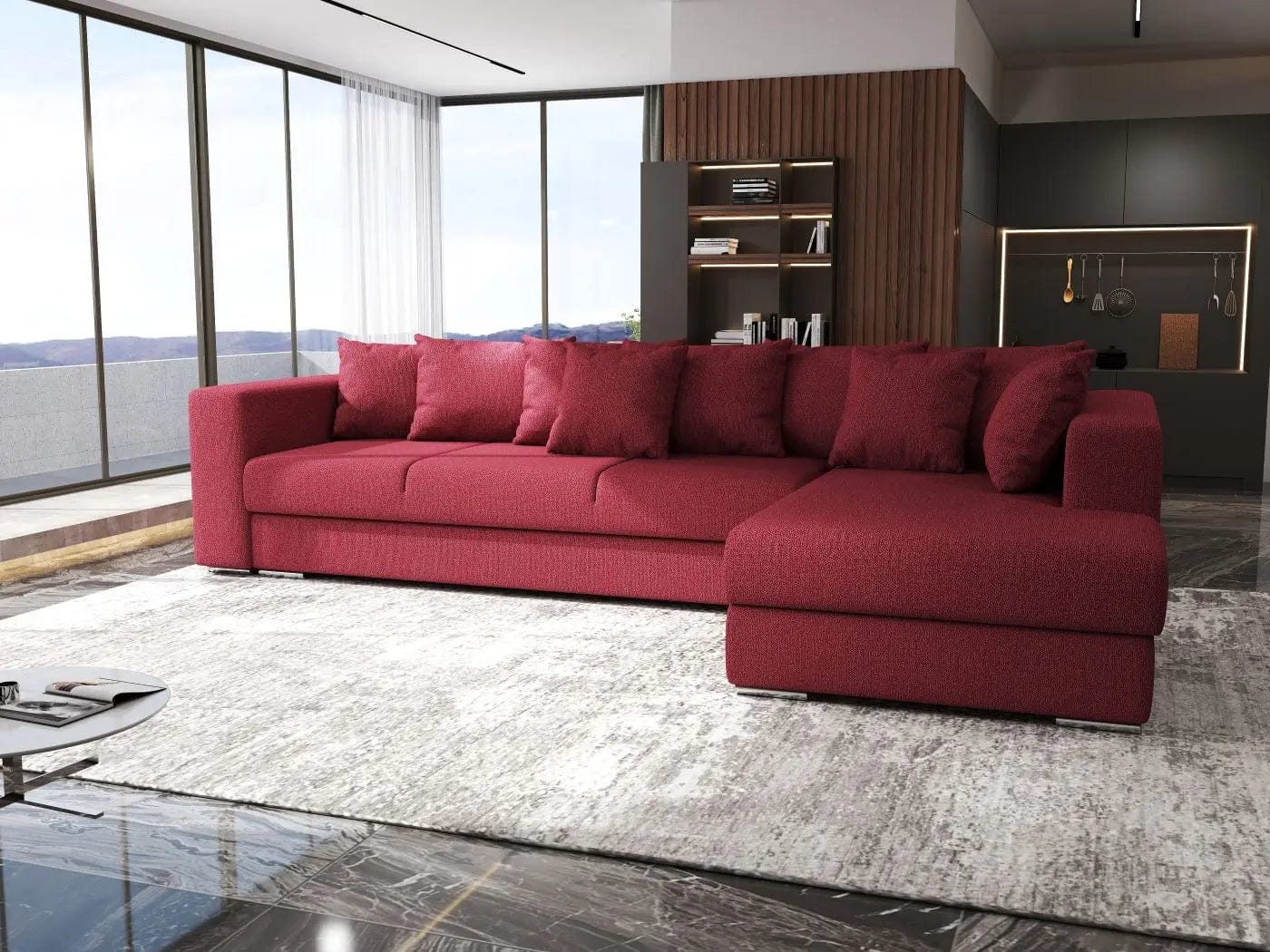 Colțar extensibil dumonde cu ladă de depozitare si sezut confortabil din spuma high-density, Gloria Enjoy Winery II 320x183 cm