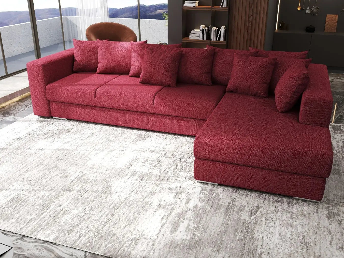 Colțar extensibil dumonde cu ladă de depozitare si sezut confortabil din spuma high-density, Gloria Enjoy Winery II 320x183 cm