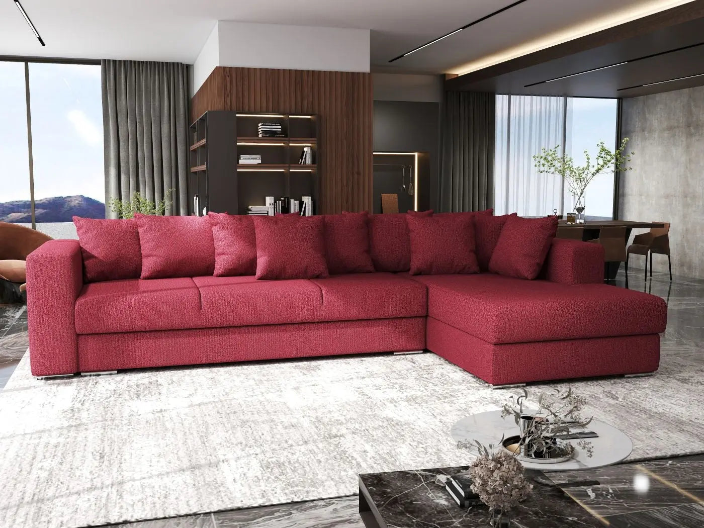 Colțar extensibil dumonde cu ladă de depozitare si sezut confortabil din spuma high-density, Gloria Enjoy Winery II 320x183 cm