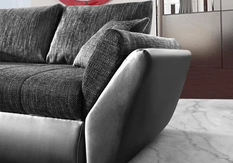 Colțar extensibil dumonde cu ladă de depozitare si sezut confortabil din spuma high-density, Loana Magma Black II 270x185 cm