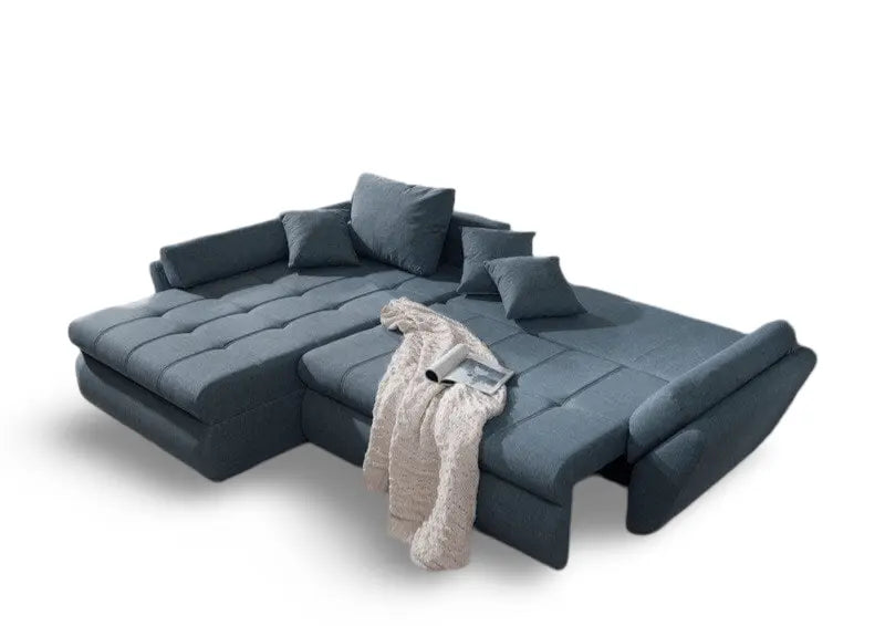 Colțar extensibil dumonde cu ladă de depozitare si sezut confortabil din spuma high-density, Loana Enjoy Blue 270x185 cm