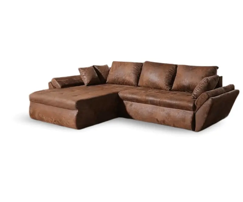 Colțar extensibil dumonde cu ladă de depozitare si sezut confortabil din spuma high-density, Loana Madagaskar Brown II 270x185 cm