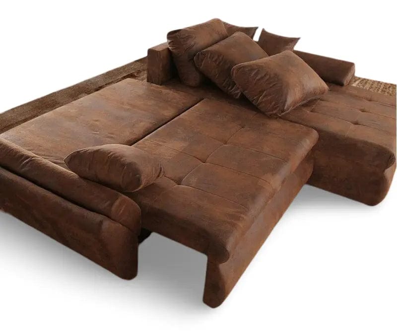 Colțar extensibil dumonde cu ladă de depozitare si sezut confortabil din spuma high-density, Loana Madagaskar Brown 270x185 cm