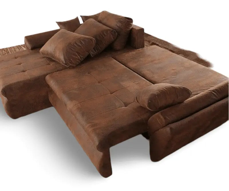 Colțar extensibil dumonde cu ladă de depozitare si sezut confortabil din spuma high-density, Loana Madagaskar Brown II 270x185 cm
