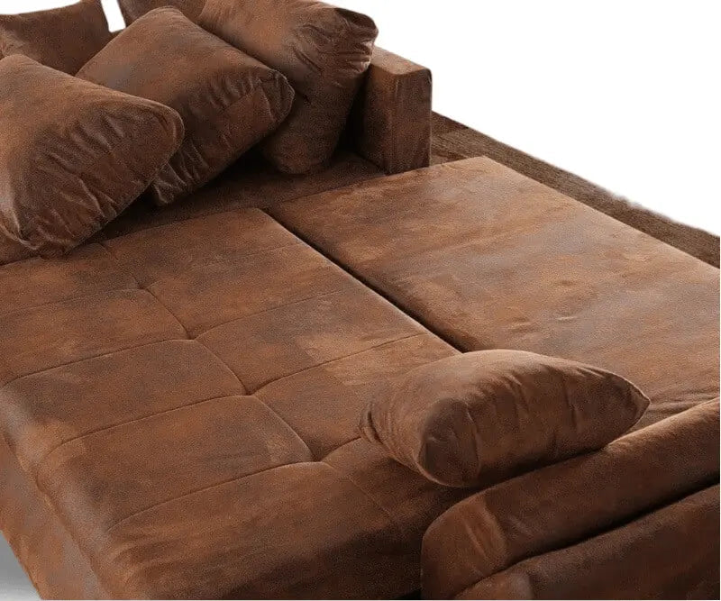 Colțar extensibil dumonde cu ladă de depozitare si sezut confortabil din spuma high-density, Loana Madagaskar Brown II 270x185 cm