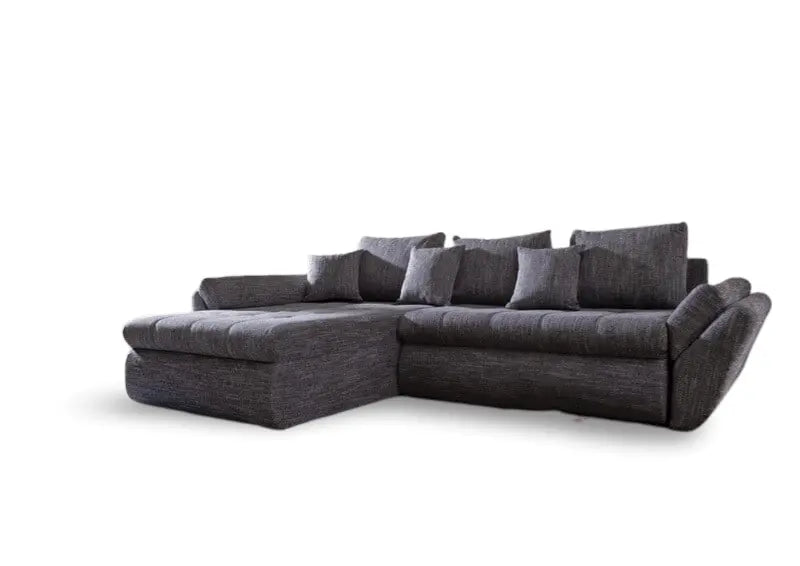 Colțar extensibil dumonde cu ladă de depozitare si sezut confortabil din spuma high-density, Loana Magma Grey 270x185 cm