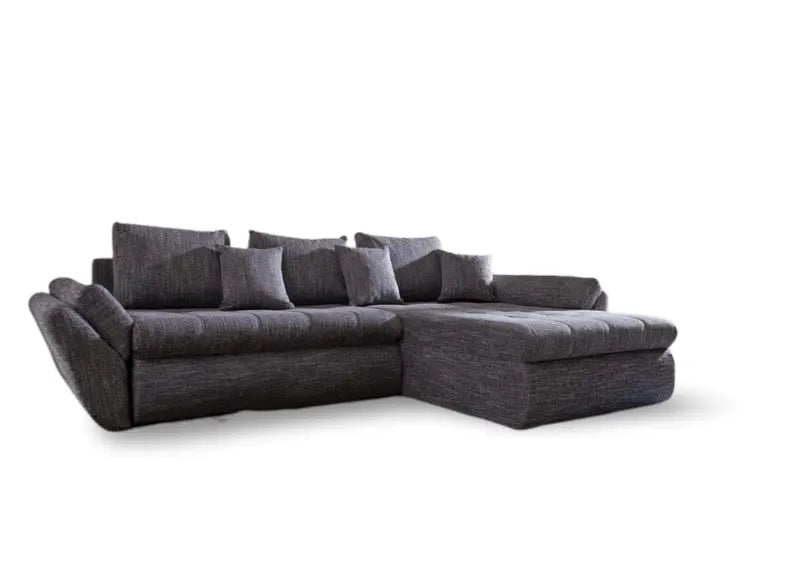 Colțar extensibil dumonde cu ladă de depozitare si sezut confortabil din spuma high-density, Loana Magma Grey II 270x185 cm