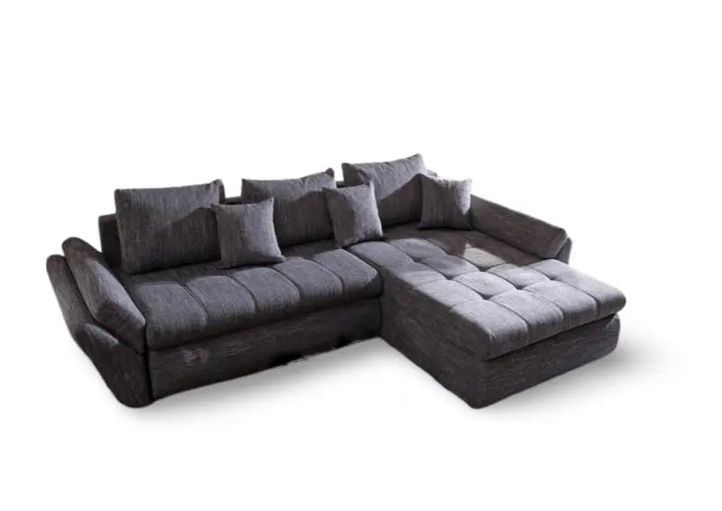 Colțar extensibil dumonde cu ladă de depozitare si sezut confortabil din spuma high-density, Loana Magma Grey II 270x185 cm