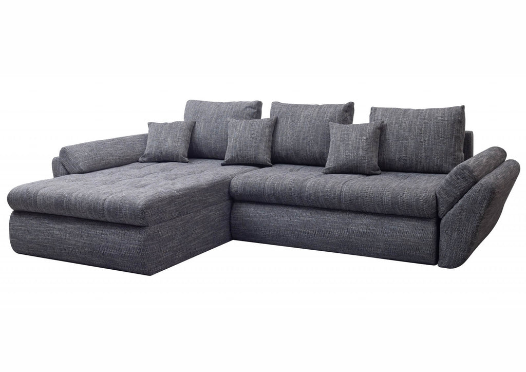 Colțar extensibil dumonde cu ladă de depozitare si sezut confortabil din spuma high-density, Loana Magma Grey 270x185 cm