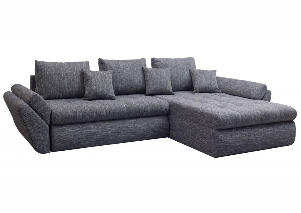 Colțar extensibil dumonde cu ladă de depozitare si sezut confortabil din spuma high-density, Loana Magma Grey II 270x185 cm