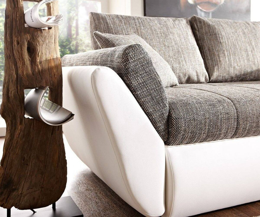 Colțar extensibil dumonde cu ladă de depozitare si sezut confortabil din spuma high-density, Loana Magma White 275x185 cm