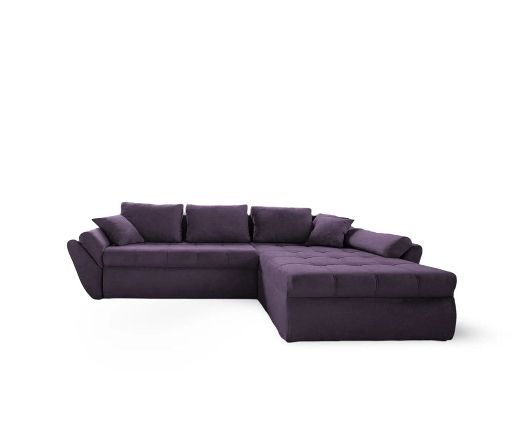 Colțar extensibil dumonde cu ladă de depozitare si sezut confortabil din spuma high-density, Loana Enjoy Lila II 270x185 cm