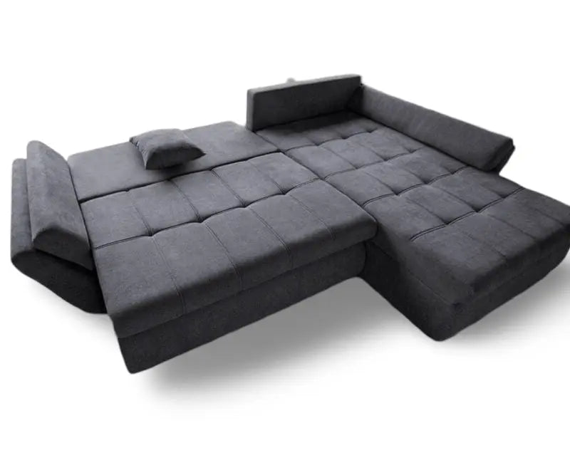 Colțar extensibil dumonde cu ladă de depozitare si sezut confortabil din spuma high-density, Loana Enjoy Grafit II 270x185 cm