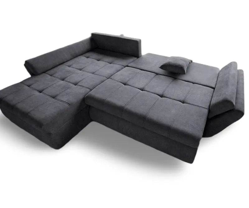 Colțar extensibil dumonde cu ladă de depozitare si sezut confortabil din spuma high-density, Loana Enjoy Grafit 270x185 cm