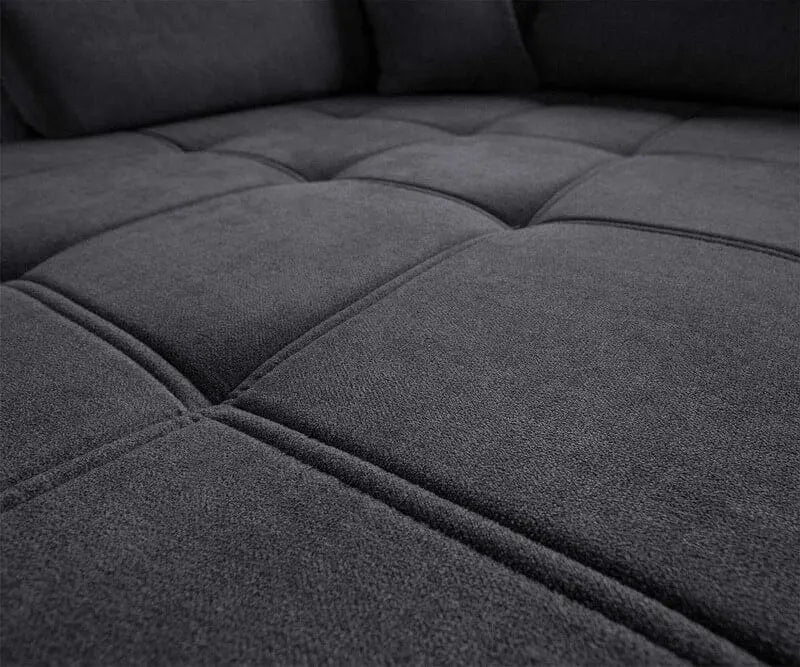 Colțar extensibil dumonde cu ladă de depozitare si sezut confortabil din spuma high-density, Loana Enjoy Grafit 270x185 cm