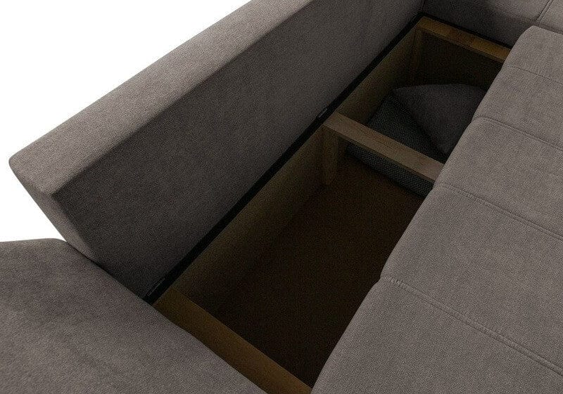 Colțar extensibil dumonde cu ladă de depozitare si sezut confortabil din spuma high-density, Loana Enjoy Kaki 270x185 cm