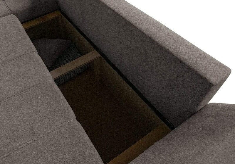Colțar extensibil dumonde cu ladă de depozitare si sezut confortabil din spuma high-density, Loana Enjoy Kaki II 270x185 cm