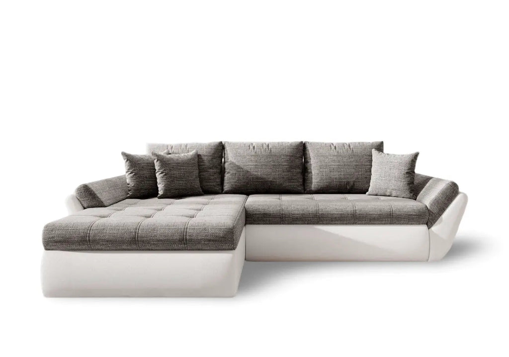 Colțar extensibil dumonde cu ladă de depozitare si sezut confortabil din spuma high-density, Loana Magma White II 275x185 cm