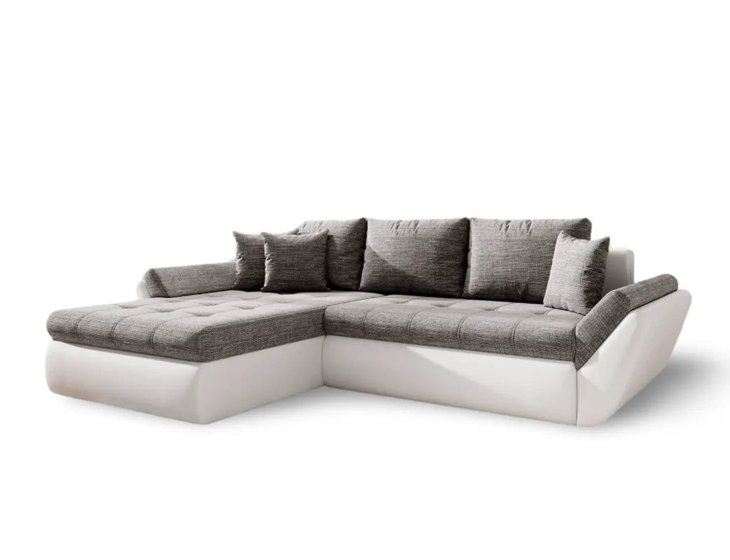 Colțar extensibil dumonde cu ladă de depozitare si sezut confortabil din spuma high-density, Loana Magma White II 275x185 cm