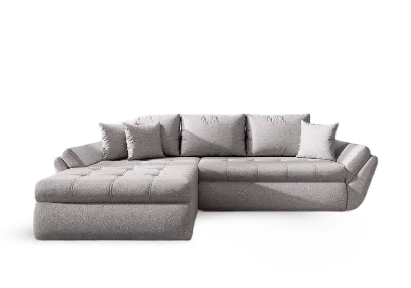 Colțar extensibil dumonde cu ladă de depozitare si sezut confortabil din spuma high-density, Loana Enjoy Grey 270x185 cm