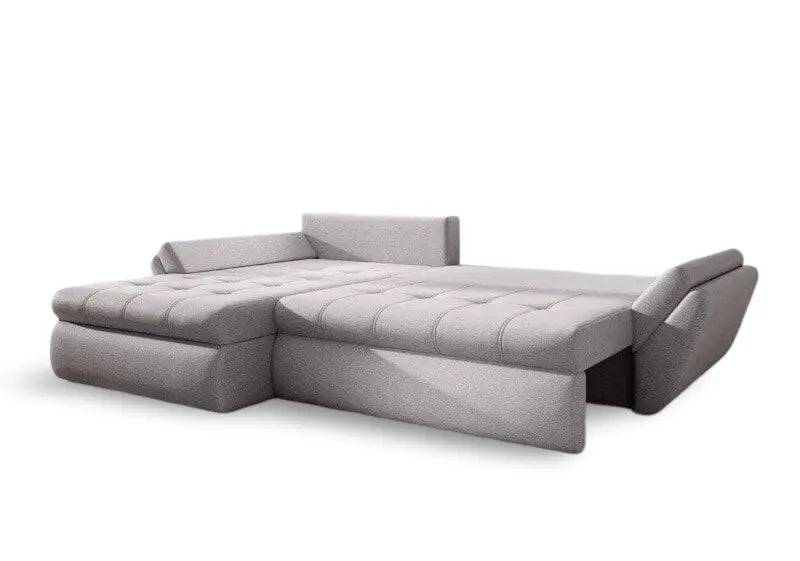 Colțar extensibil dumonde cu ladă de depozitare si sezut confortabil din spuma high-density, Loana Enjoy Grey 270x185 cm