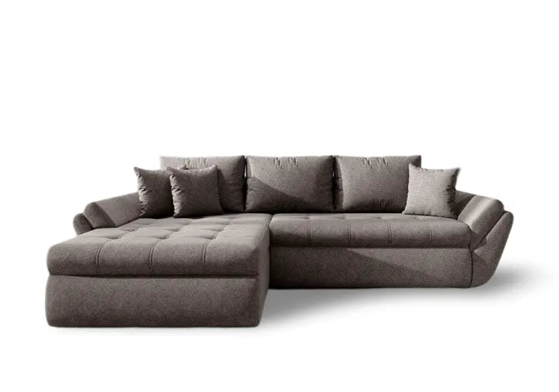 Colțar extensibil dumonde cu ladă de depozitare si sezut confortabil din spuma high-density, Loana Enjoy Kaki II 270x185 cm