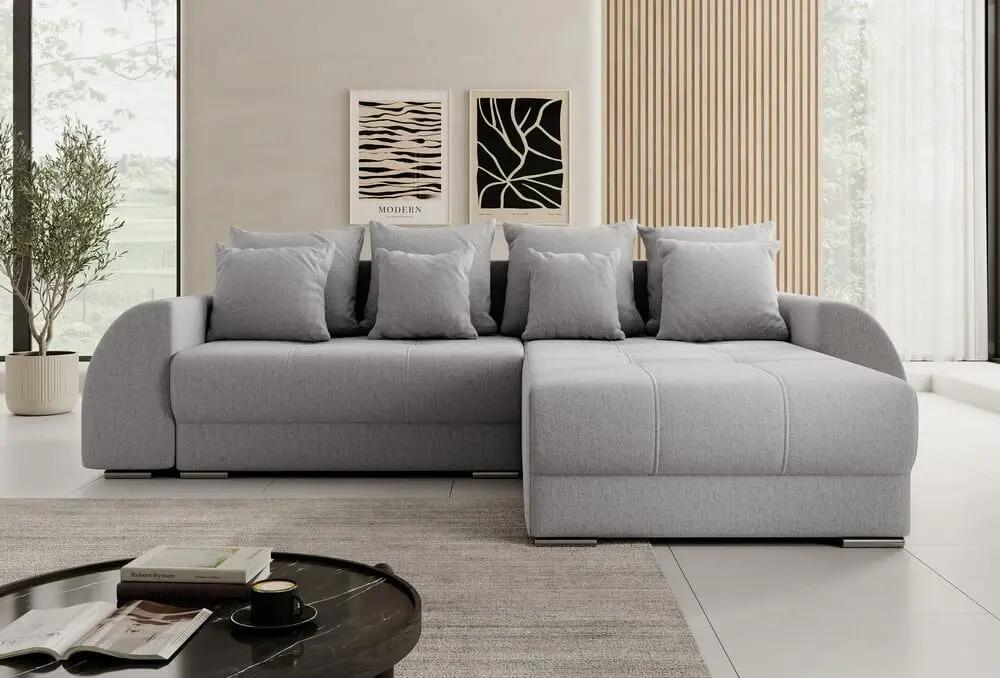 Colțar extensibil dumonde cu ladă de depozitare si sezut confortabil din spuma high-density, Verona Enjoy Silver II 290x185 cm