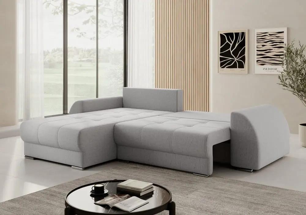 Colțar extensibil dumonde cu ladă de depozitare si sezut confortabil din spuma high-density, Verona Enjoy Silver 290x185 cm