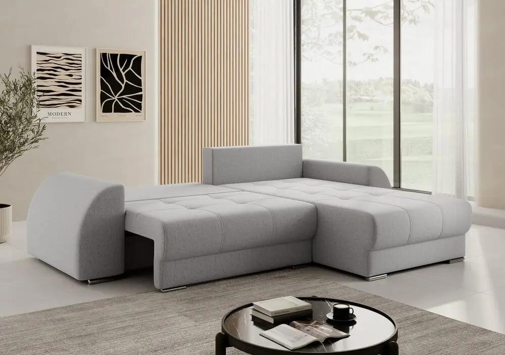 Colțar extensibil dumonde cu ladă de depozitare si sezut confortabil din spuma high-density, Verona Enjoy Silver II 290x185 cm