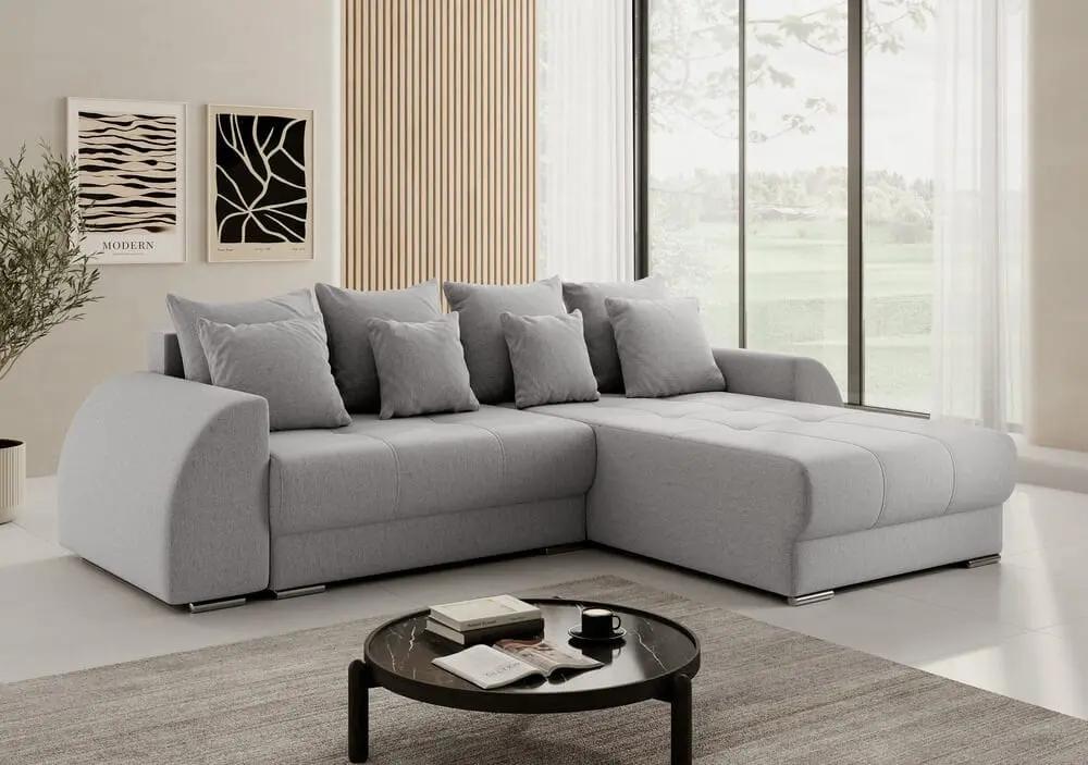 Colțar extensibil dumonde cu ladă de depozitare si sezut confortabil din spuma high-density, Verona Enjoy Silver II 290x185 cm